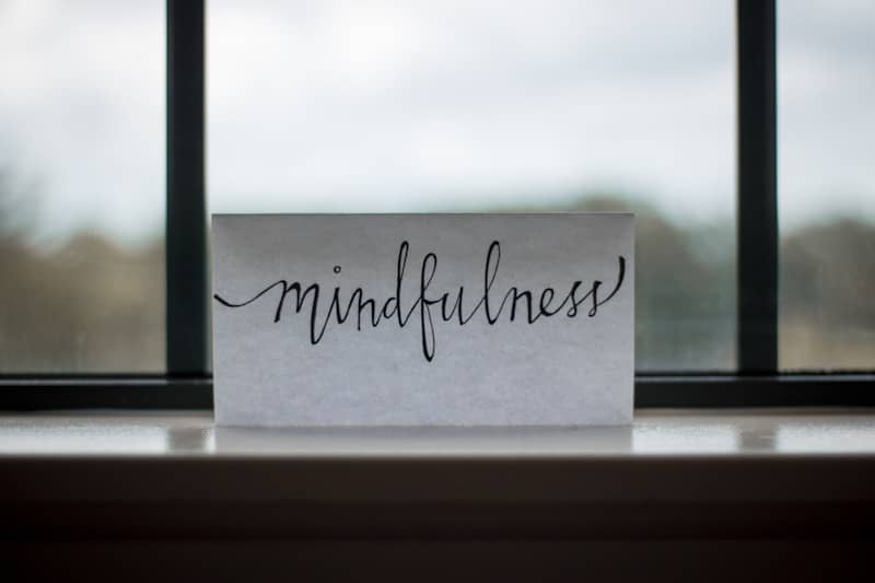 handwritten note saying mindfulness