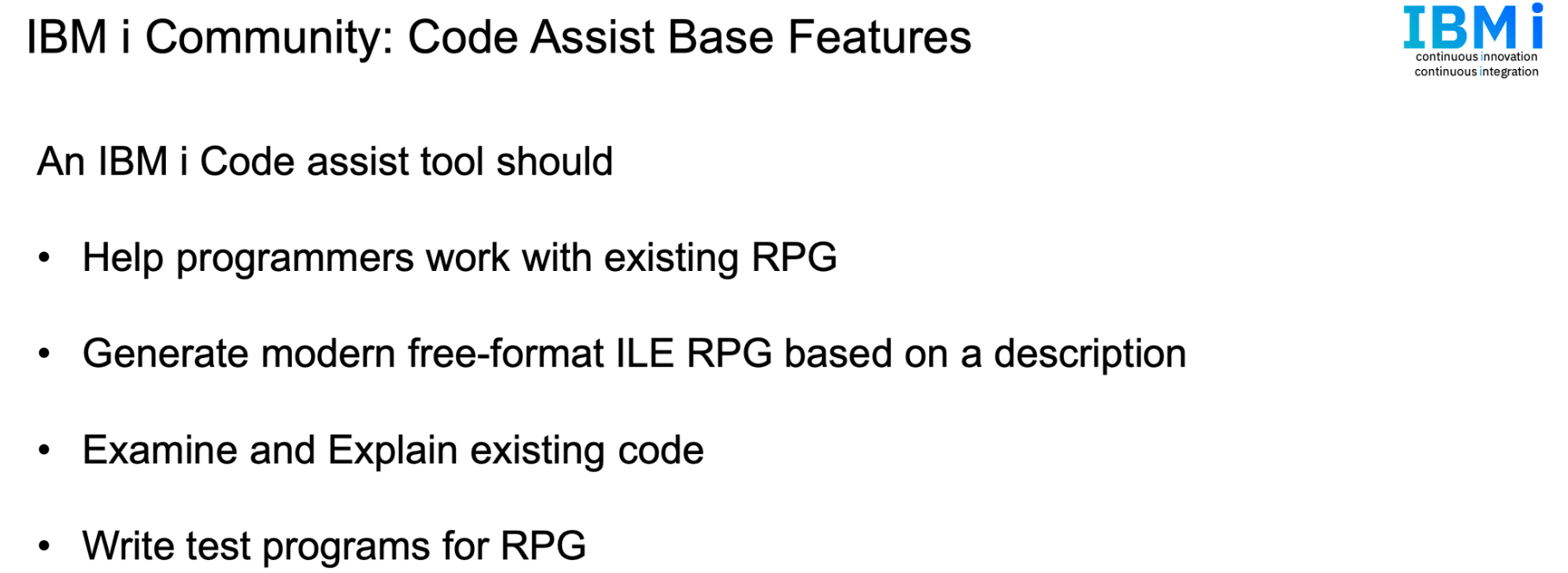 IBM i Community Code Assist Base Features