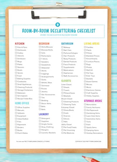 Free Printable Decluttering Checklists to Simplify Your Home | Pretty Simple Mom