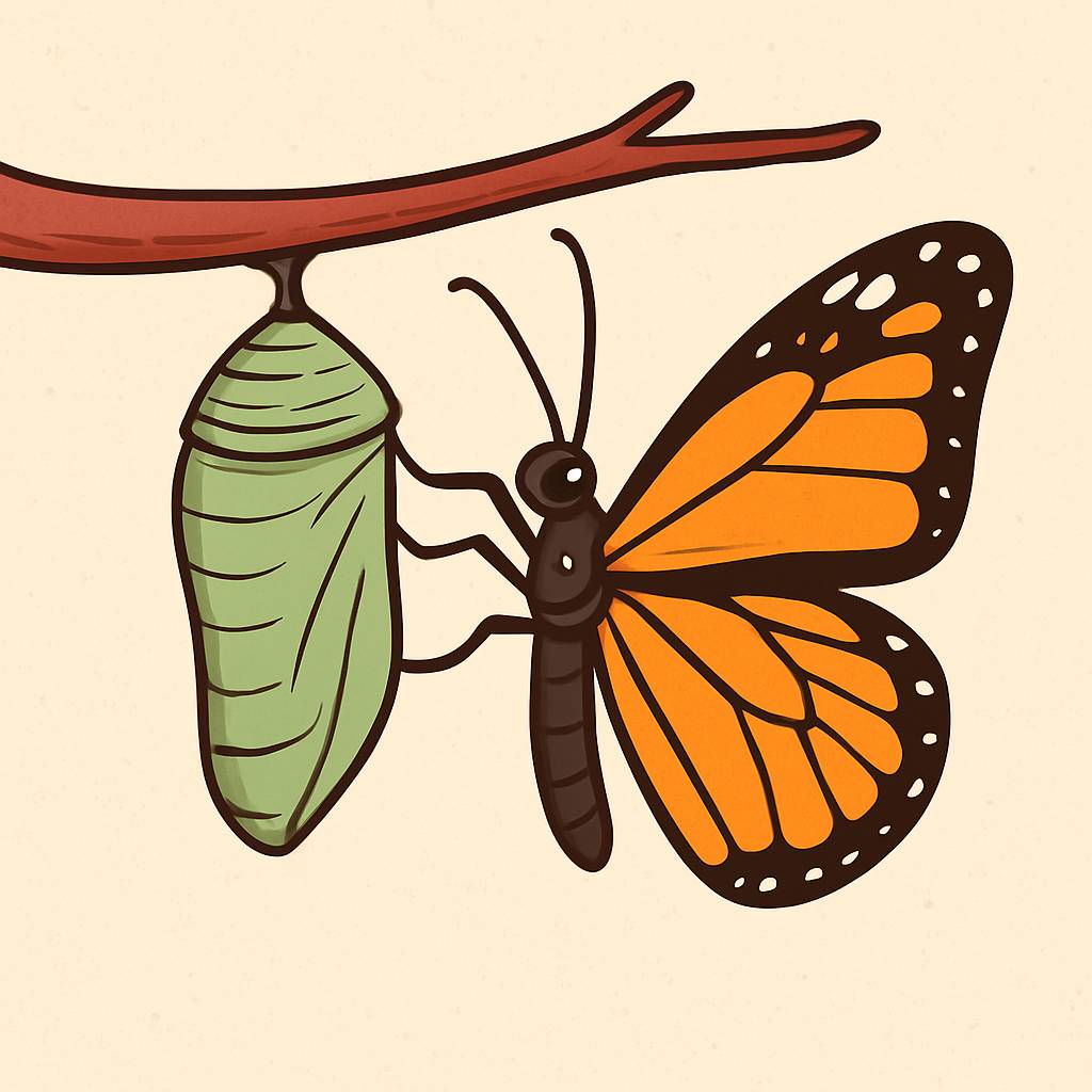butterfly emerging from a chrysalis