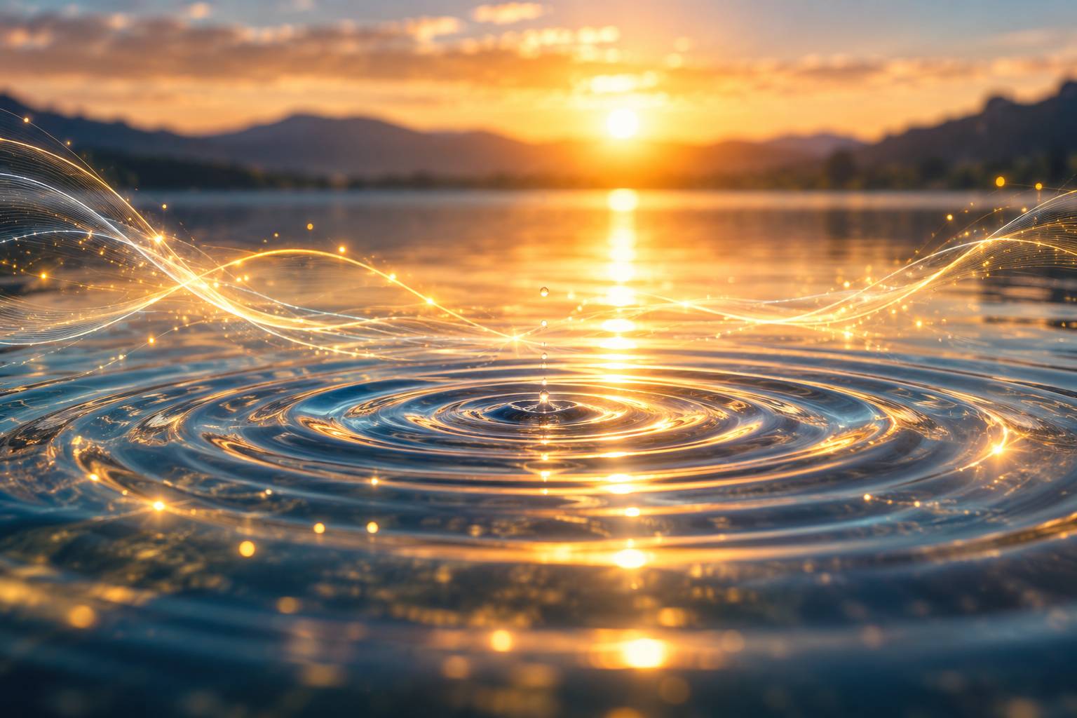 water, ripples, sunset