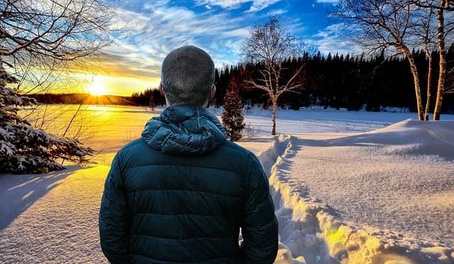 Winter, Man, Landscape image