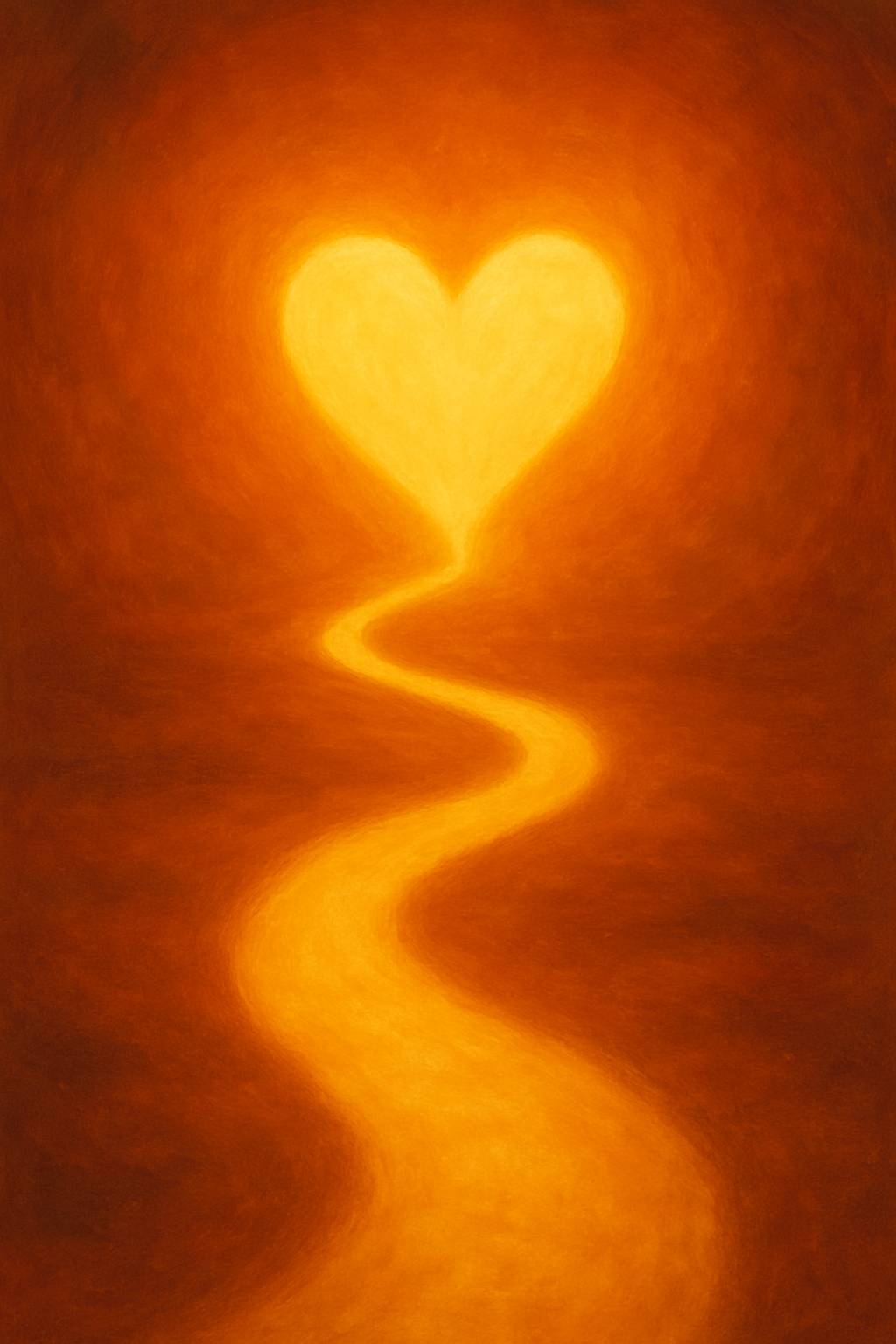 glowing path leading to glowing heart