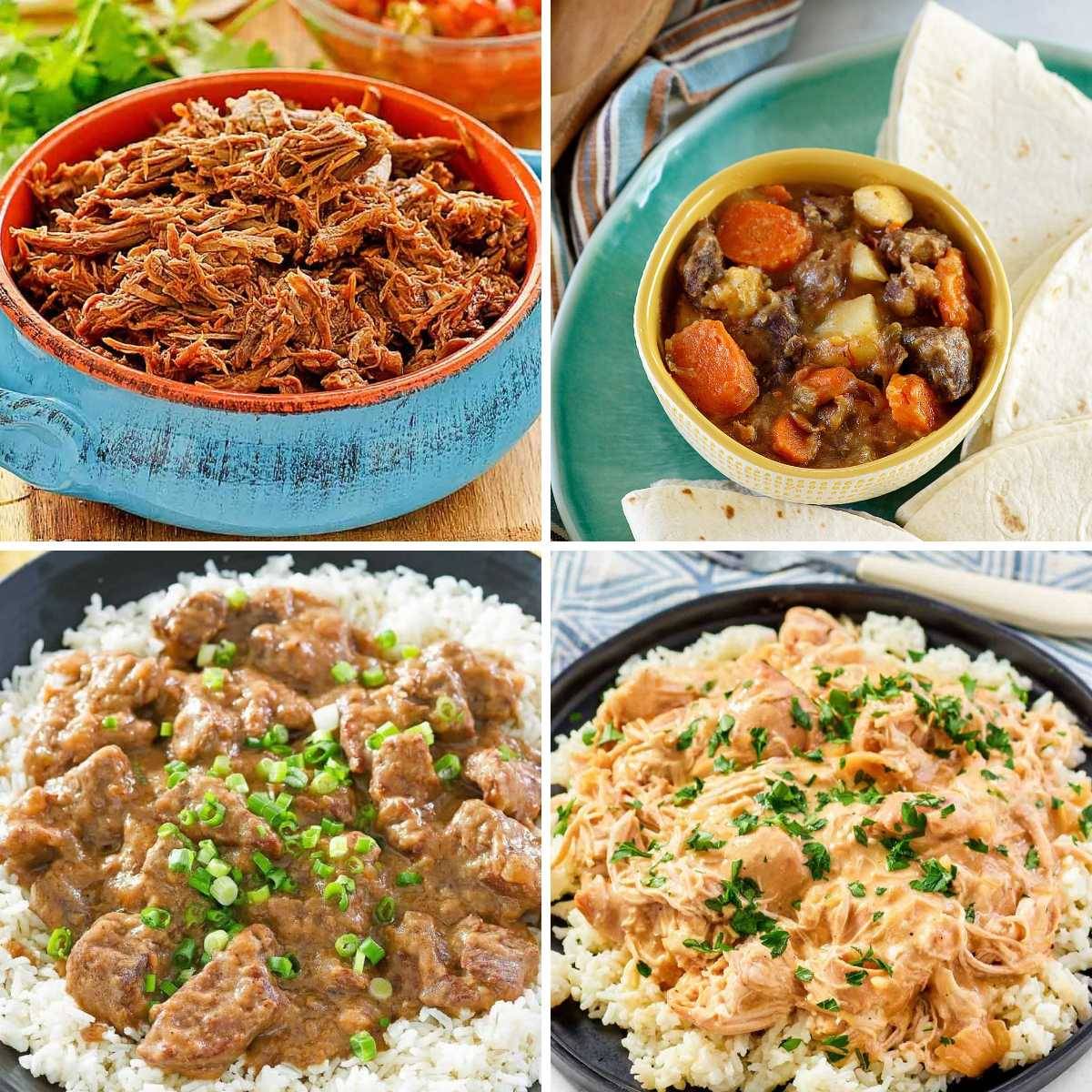 Barbacoa, carne guisada, beef tips, chicken and gravy,