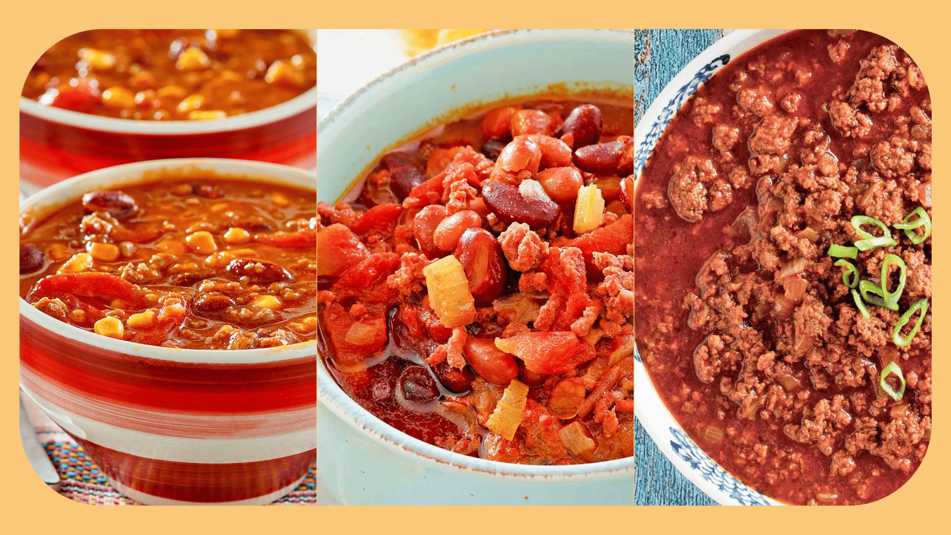 3 different chili recipes