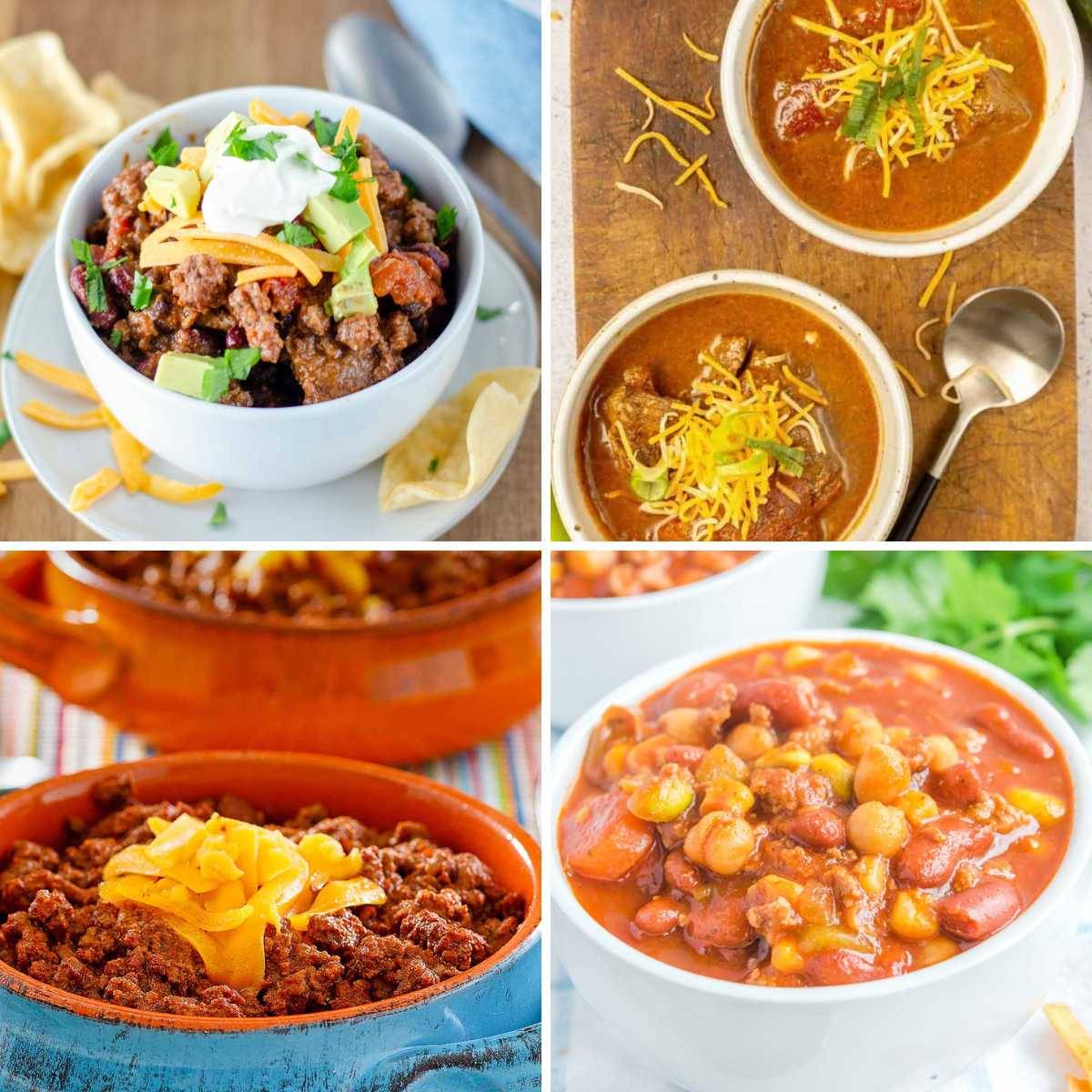 four bowls of chili 