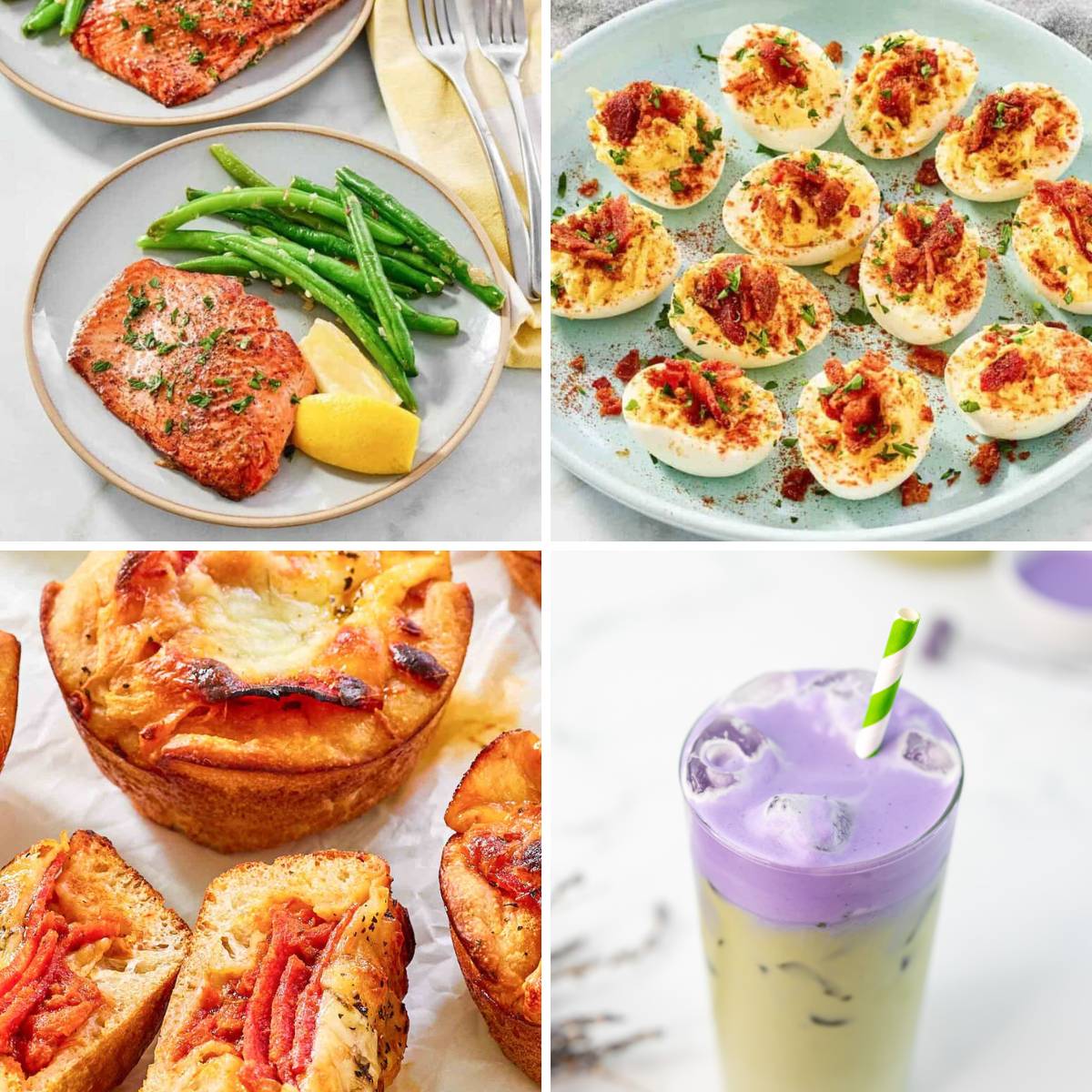 grilled salmon, deviled eggs, and more