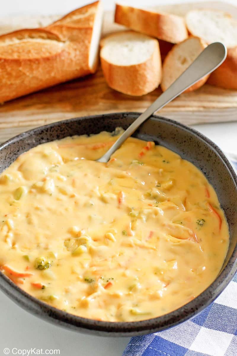 A bowl of Panera Broccoli Cheddar Soup