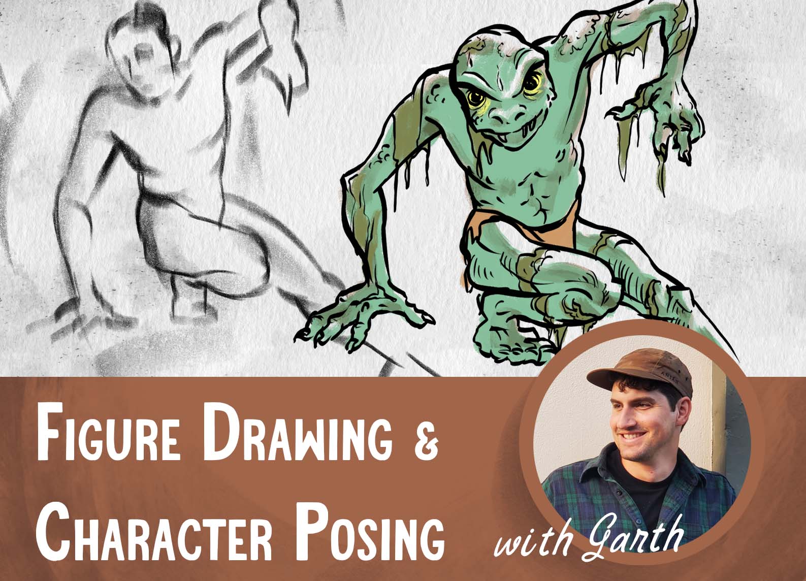 A graphic for our Figure Drawing & Dynamic Character Posing with Garth online class