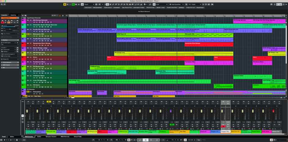 Image of the main arrange window of Cubase 13