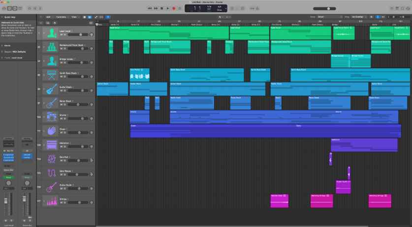 Image of the main arrange window of Logic Pro X