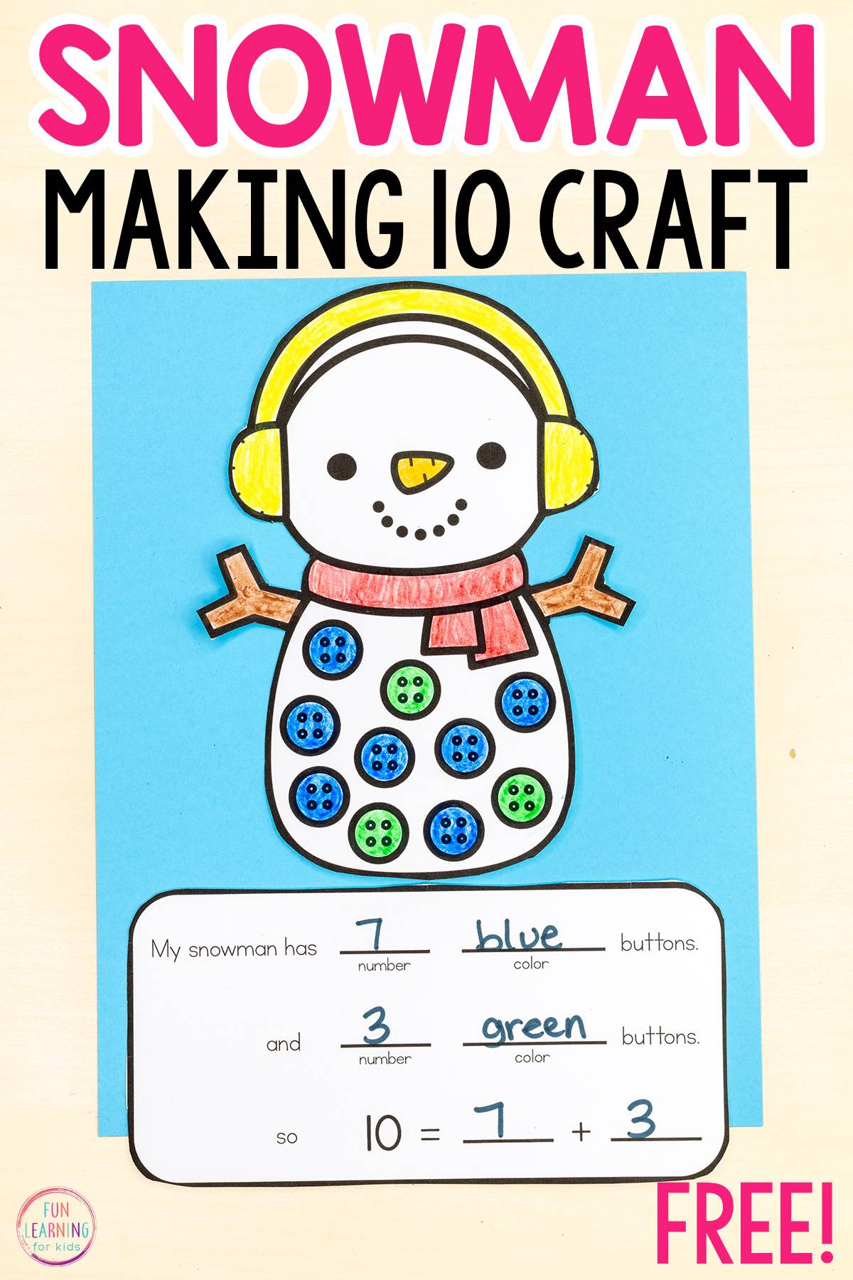 snowman making ten math craft for winter