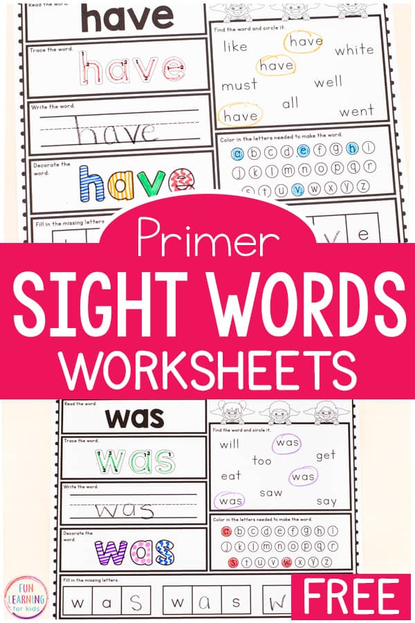 Free Printable Sight Word Worksheets for Gone From My Sight Printable Version Free Download
