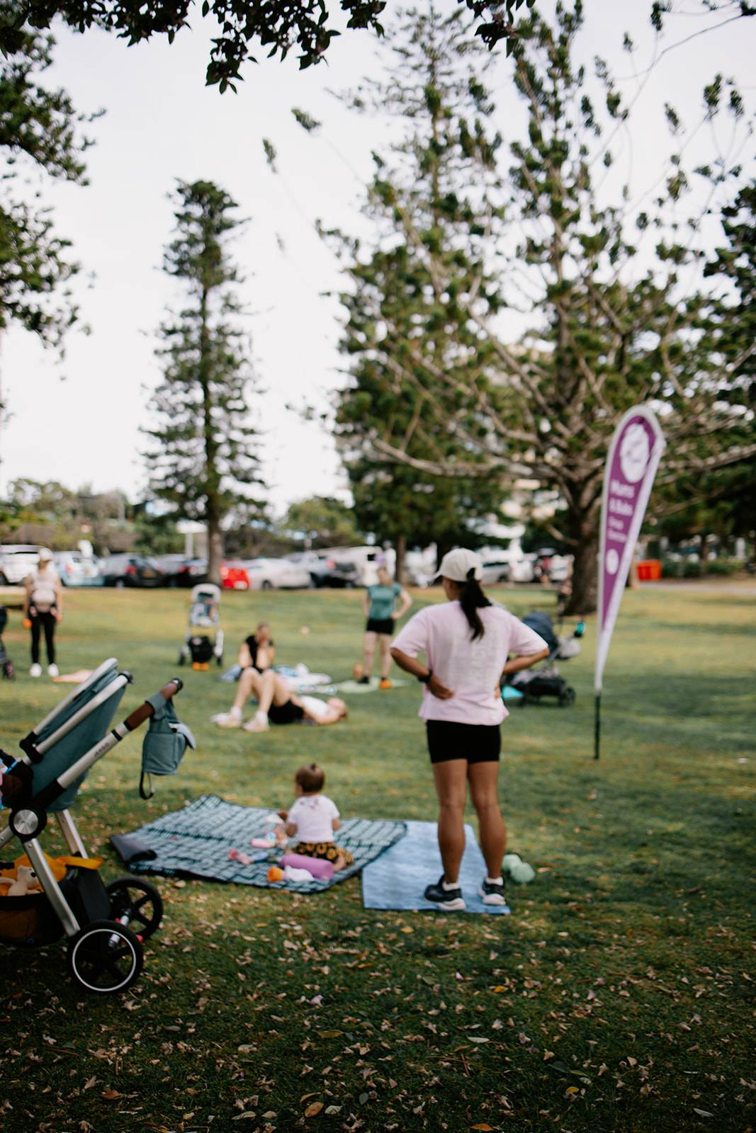 mums exercising outdoors