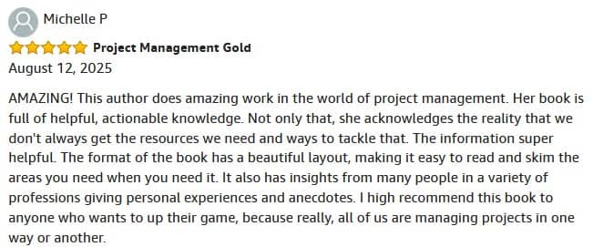 Project management gold! Book review from Amazon