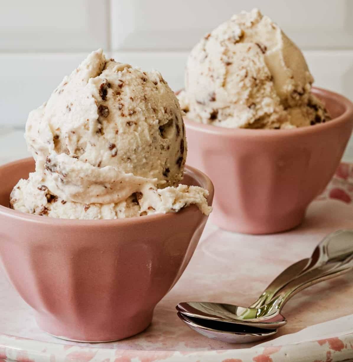 Homemade Coffee Ice Cream served in dessert goblets