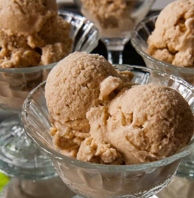 Homemade Coffee Ice Cream served in dessert goblets