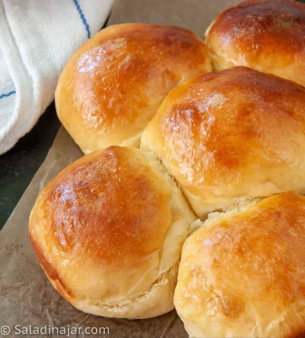 a clone recipe of King's Hawaiian Bread Rolls with sandwich makings on the side