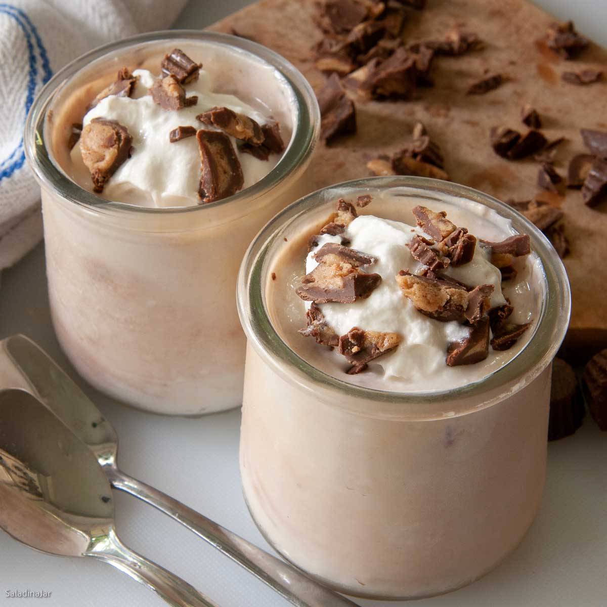 creamy strawberry yogurt salad dressing in a glass pitcher