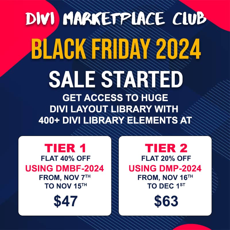 DIVI MARKETPLACE CLUB BLACK FRIDAY SALE 2024 STARTED  