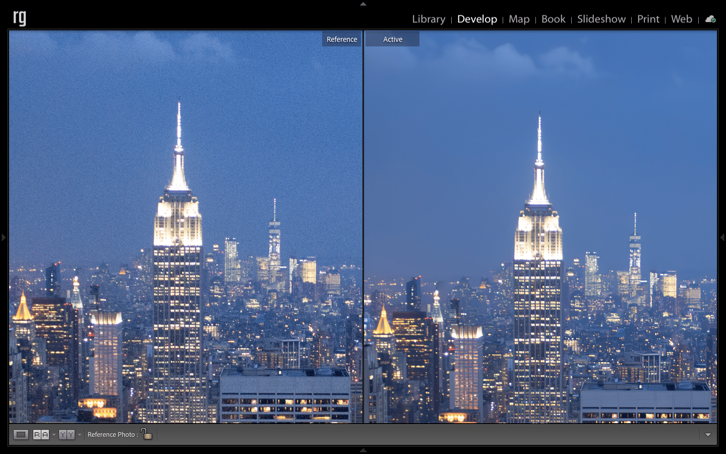 Left side is Raw photos with grains & Right Side is same photo with Denoise - ON