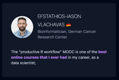 A student testimonial