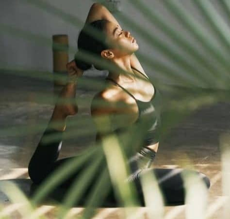 woman stretching and relaxing
