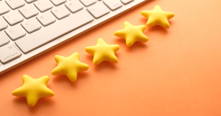 5 stars on orange background