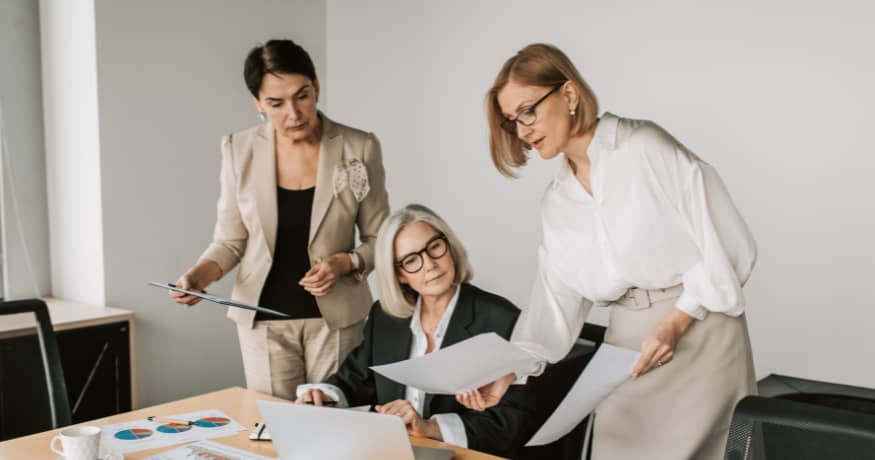 three women working hr