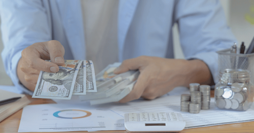 payroll management man with money