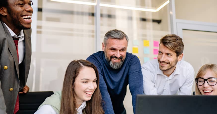 employees happily talking hr