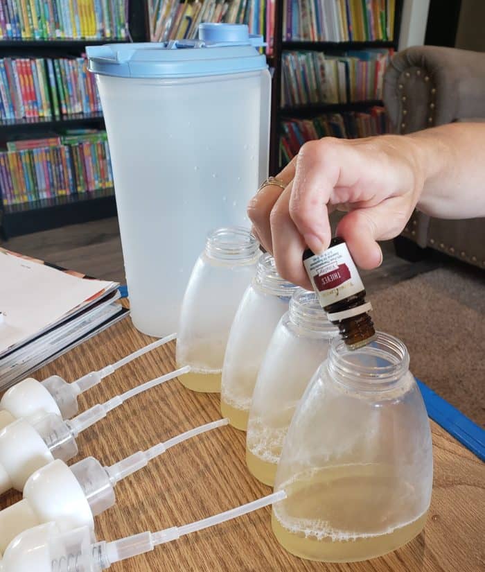 making foaming hand soap with thieves oil