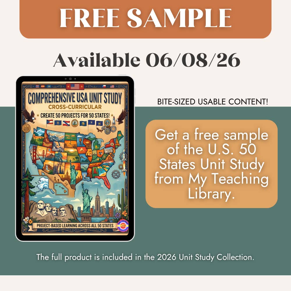 sample 50 states unit study freebie