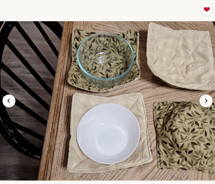 chair at table with reversible microwave bowl cozies and bowls