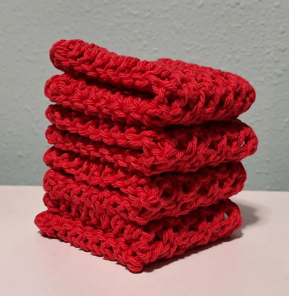 stack of red dishcloths