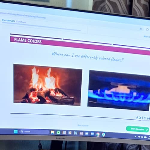 axiom chemistry different colored flames example