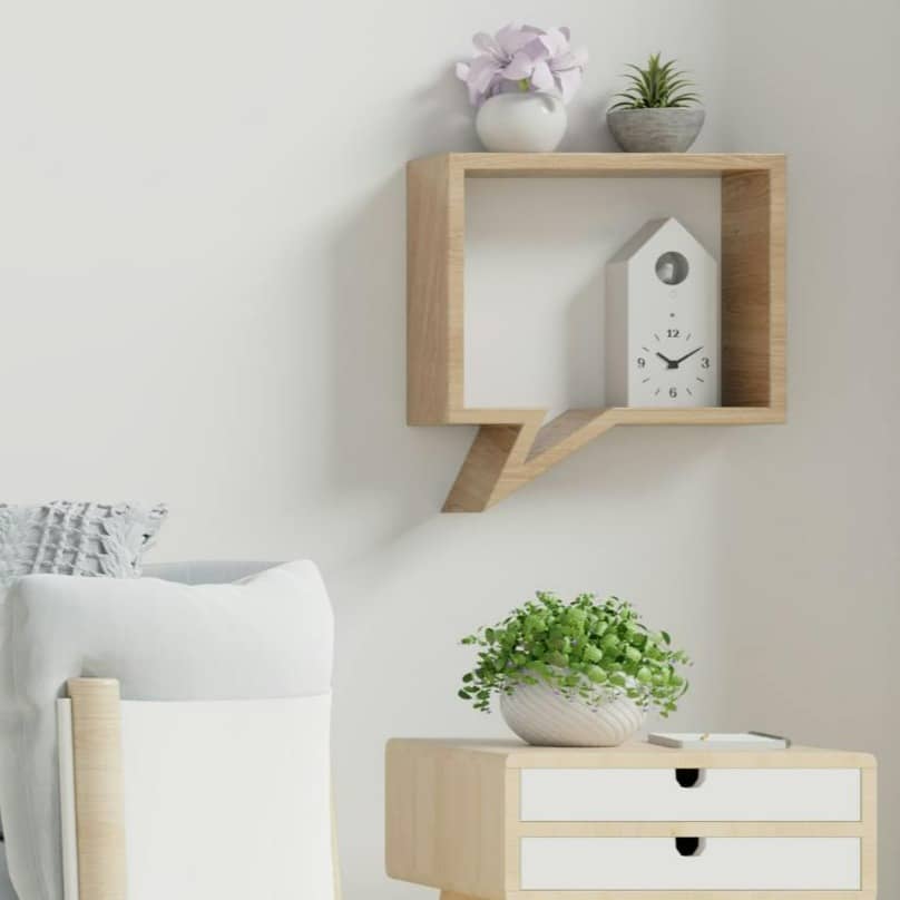 chair table shelf clock