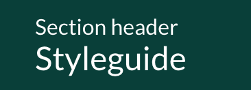 Screenshot of a page header that says Section header, styleguide