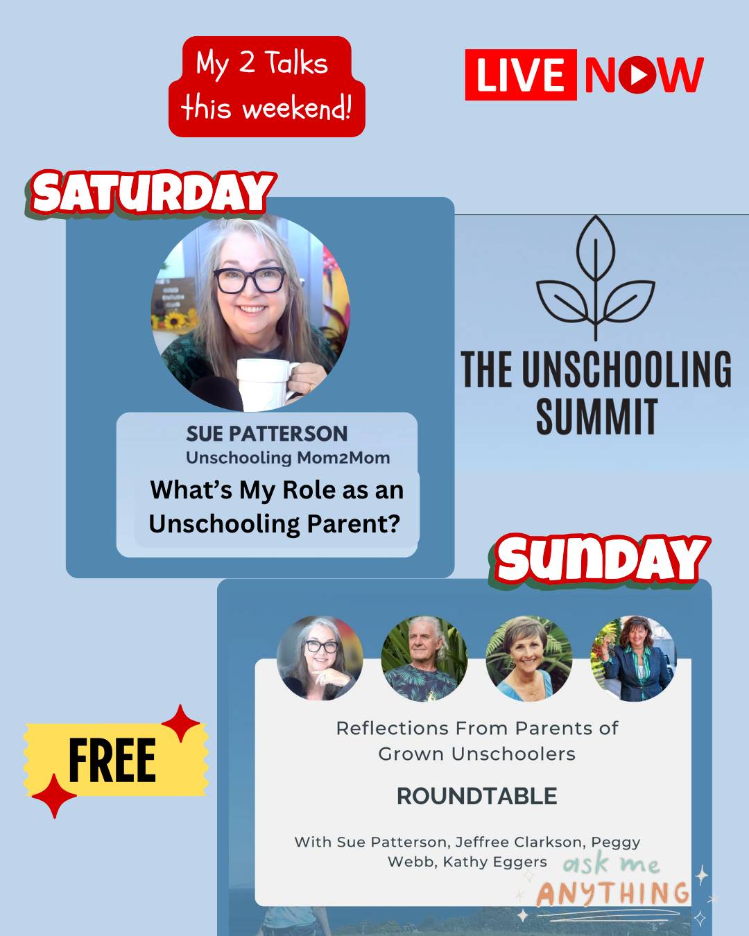 Sue's speaking at the Unschooling Summit