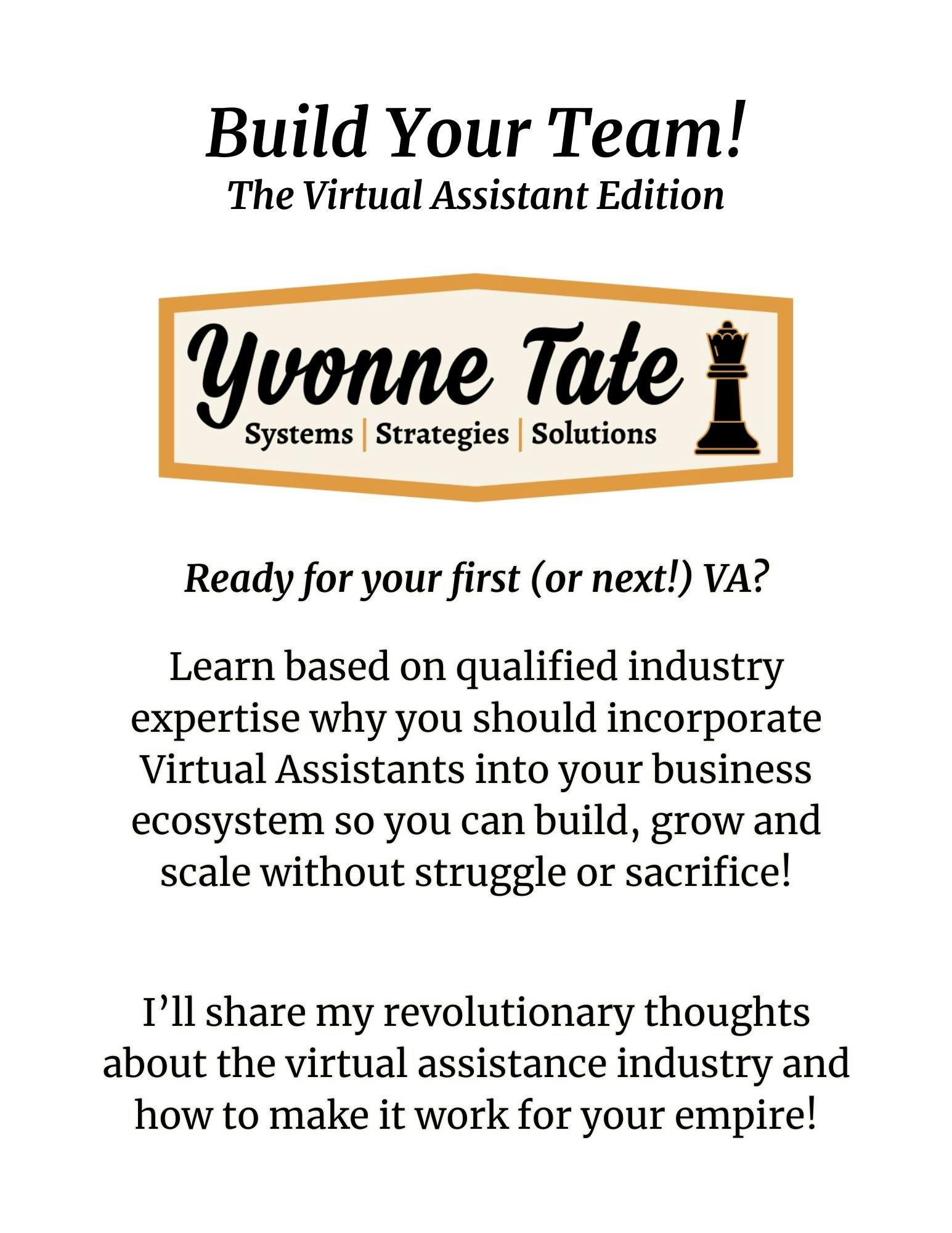 Build Your Team! Virtual Assistant Edition