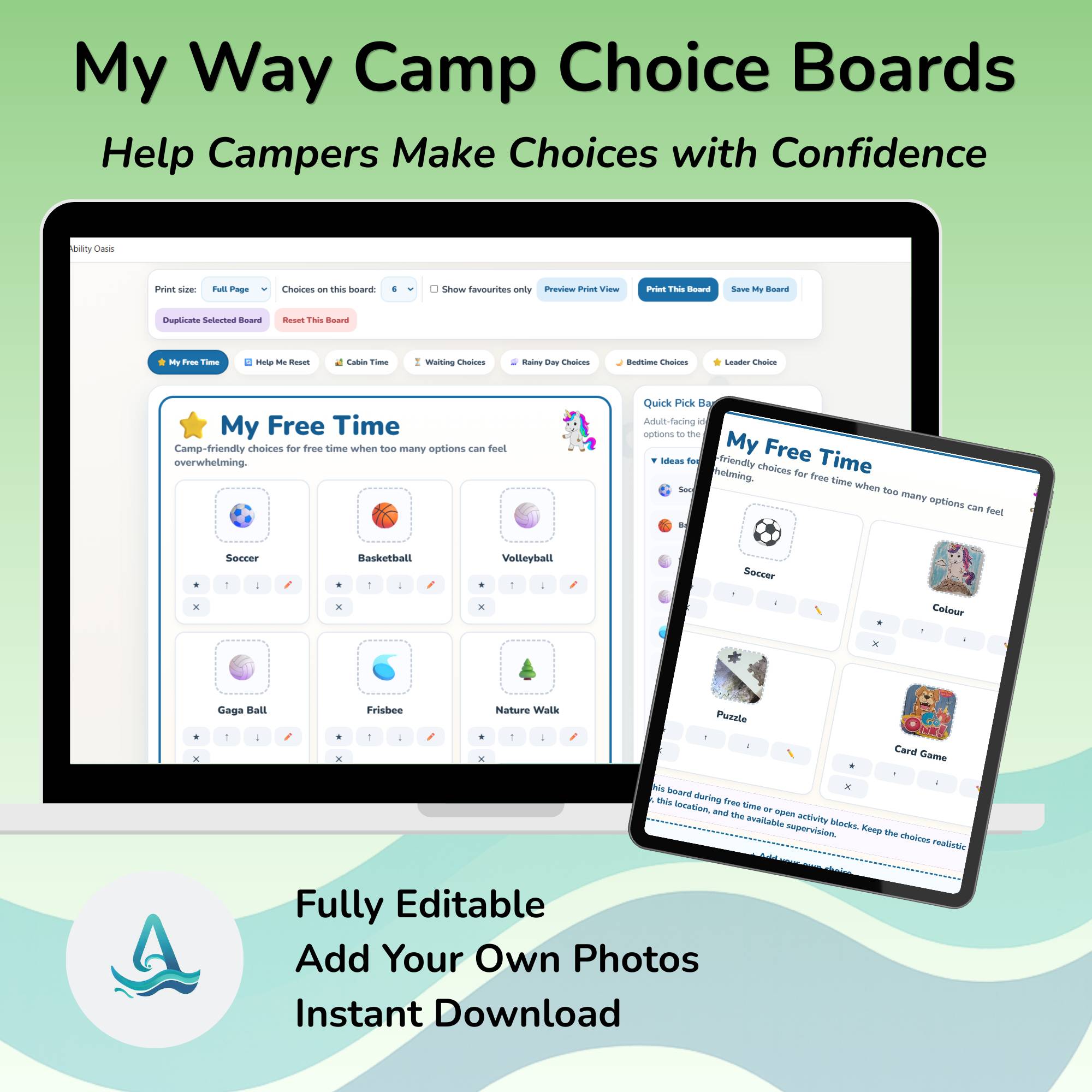 My Way Camp Choice Board