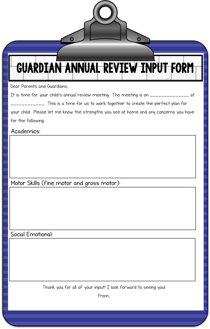 clipboard showing parent input form for an effective CSE meeting