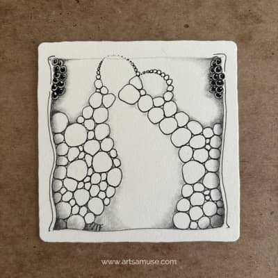 ArtsAmuse patterns ink drawing on white paper for Mini Course