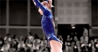 Gymnast bending and jumping