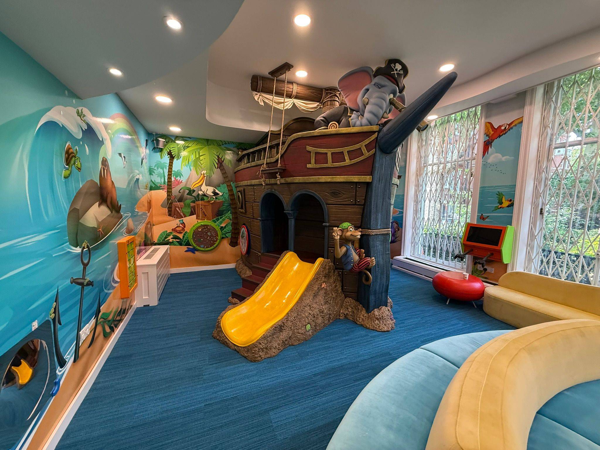 Doctors waiting room with a pirate ship in the middle