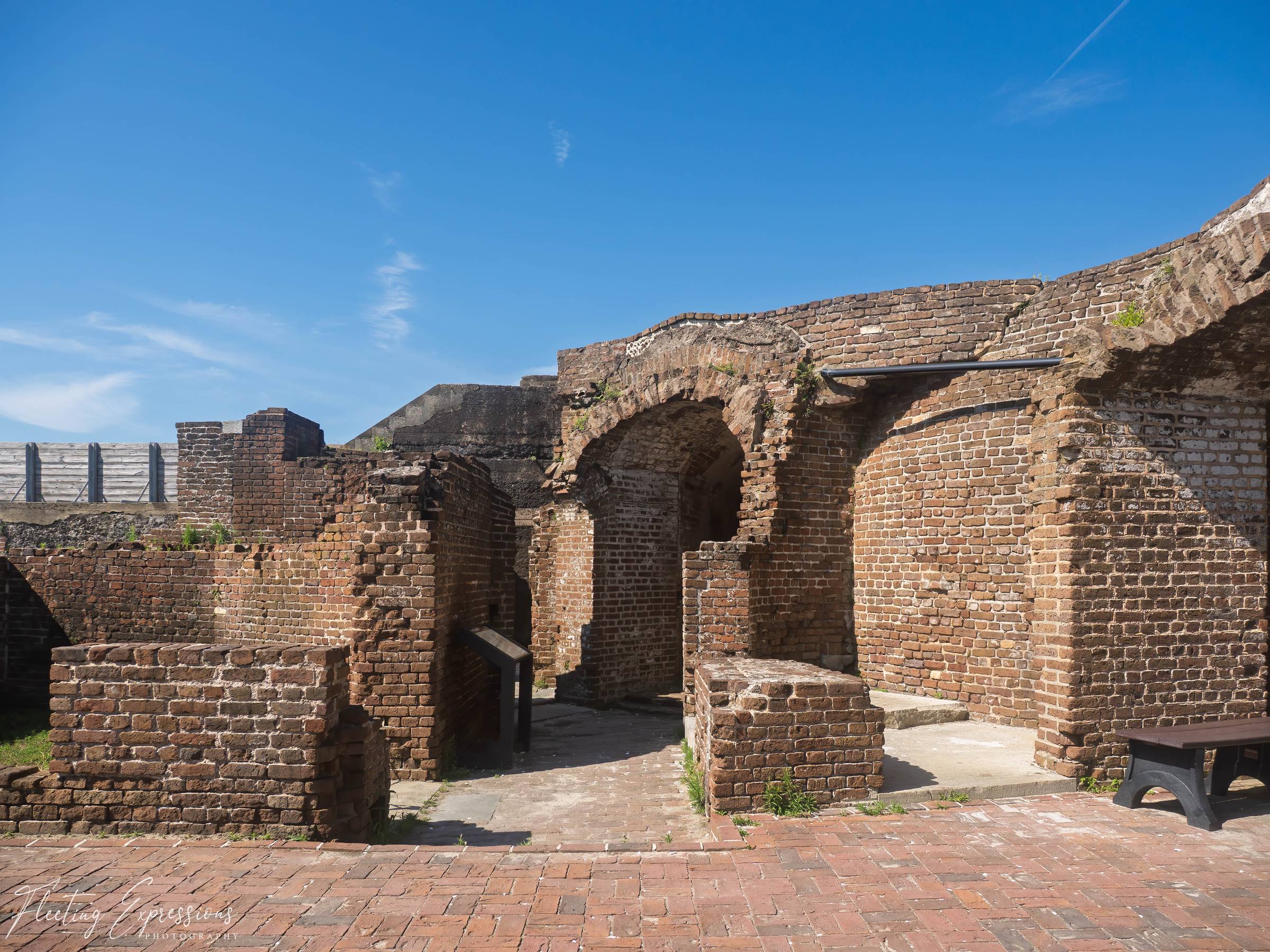 Crumbling brick walls of historical fort