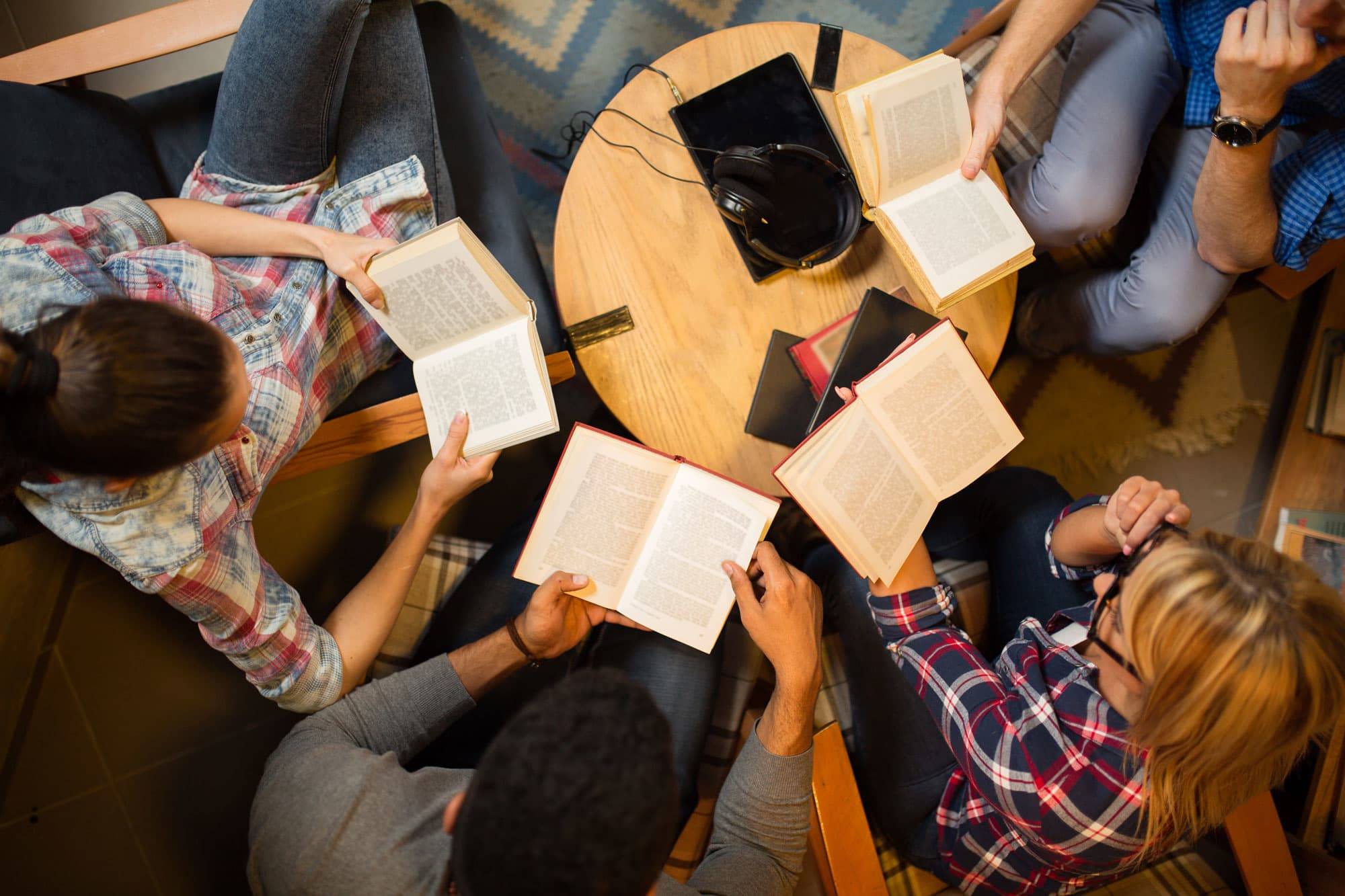Employees of an organization all reading the same book