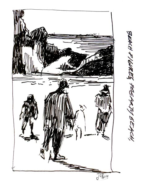 Beach Figures, Fogarty Beach (ink sketch)