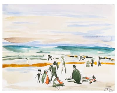 Beach At Fogarty Creek, April 2025, pen with gouache