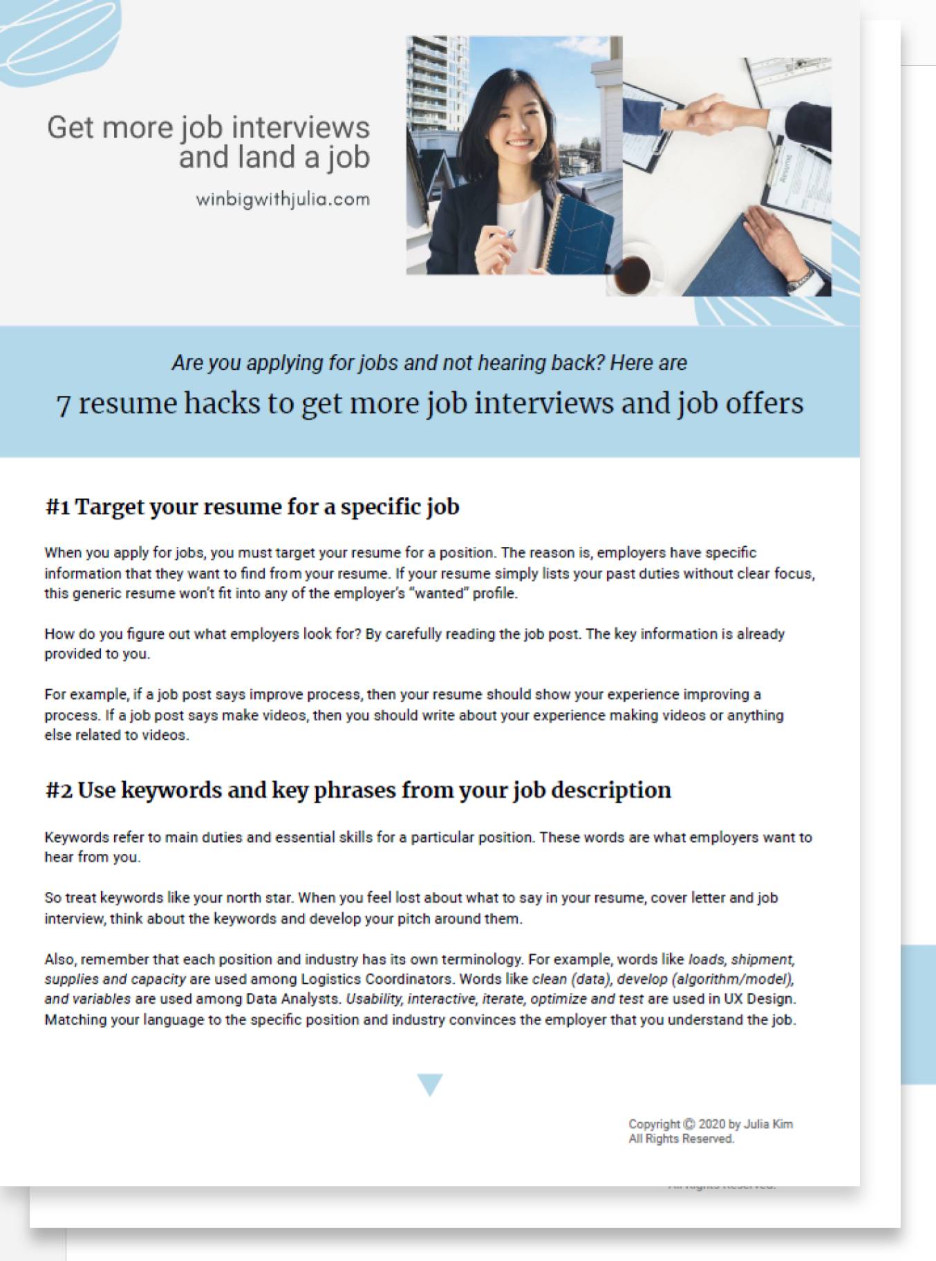 7 Resume Hacks To Get More Job Interviews Free Guide By Win Big With Julia